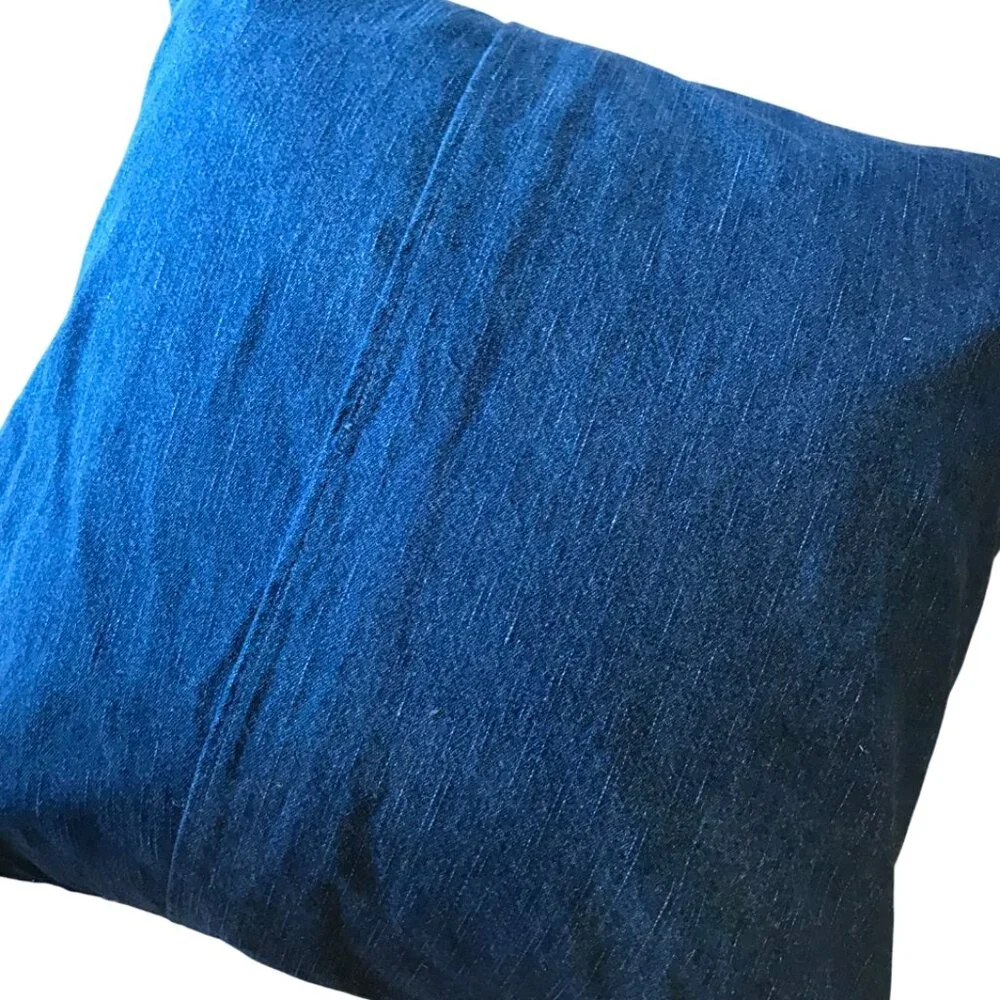 Mushroom Pillow Cover, Handmade 18 x 18 Whimsical Cottagecore Recycled Denim